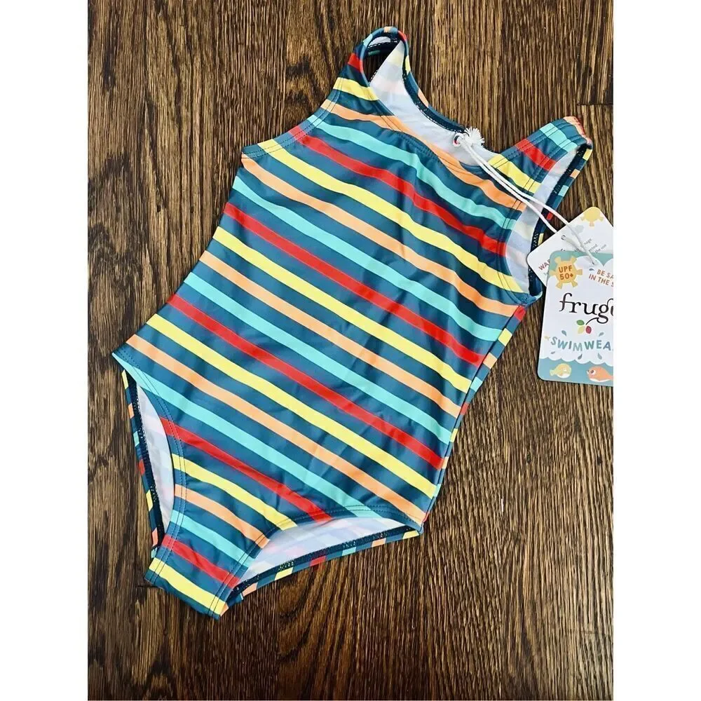 NEW Frugi 18-24 Months Little Sally Multi Striped 1-piece Swimsuit
